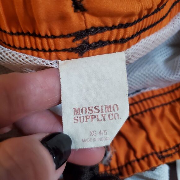 Mossimo Boys Swim Trunks Size XS 4/5 Brown Plaid Mesh Lined Drawstring Pockets - Picture 8 of 9